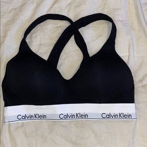 Padded black and white Calvin Klein sports bra